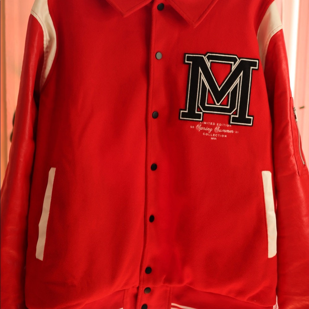 Plus Contrast Panel Harrington Varsity Jacket - Picture 3 of 4